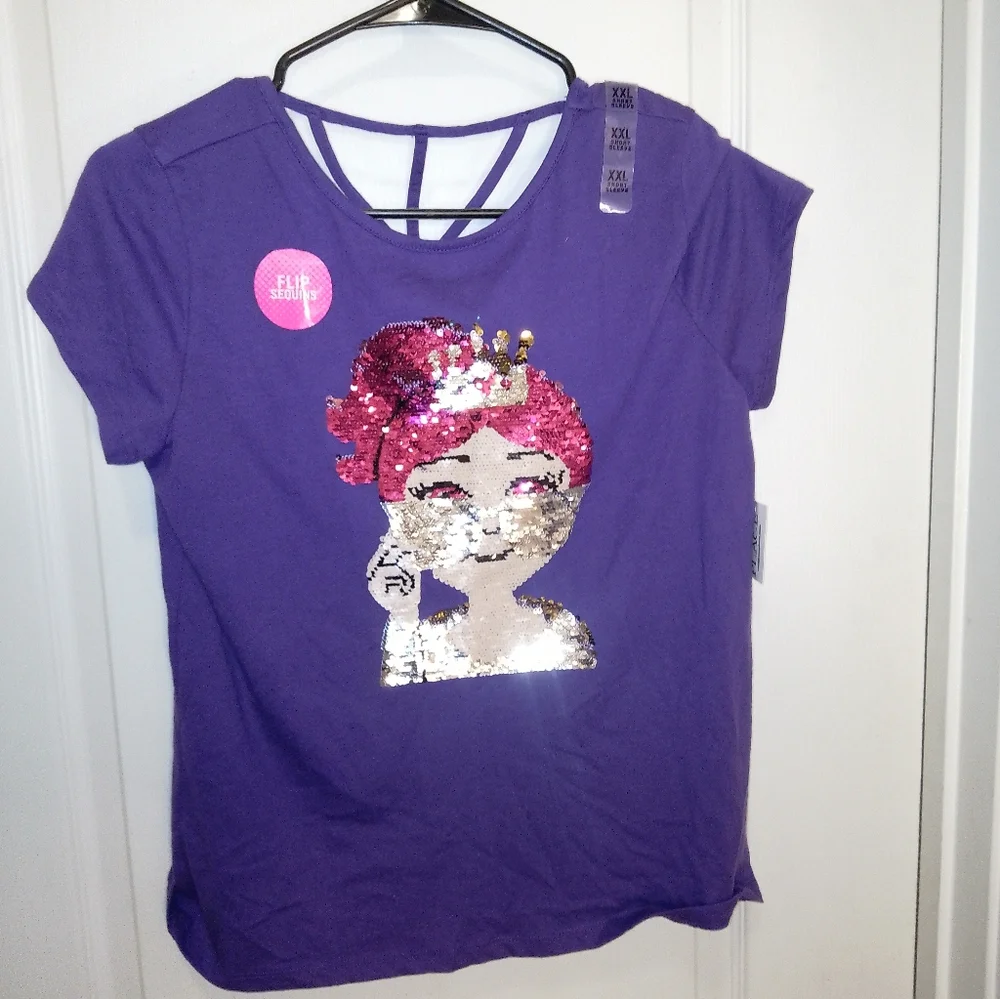 NWT/Brand: place / size : XXL 16/kids purple tshirts with flip sequin de…